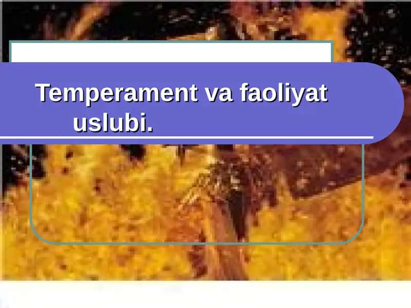 Temperament va faoliyat uslubi 1