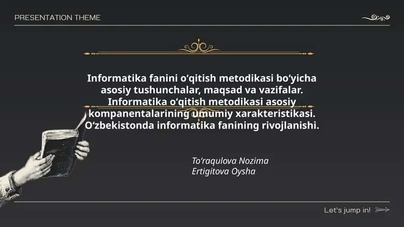 Informatika fanini oʻqitish metodikasi 1