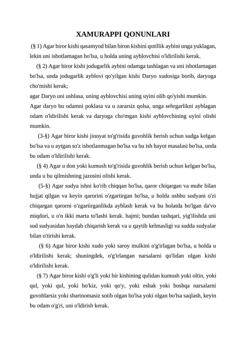 XAMURAPPI QONUNLARI 1