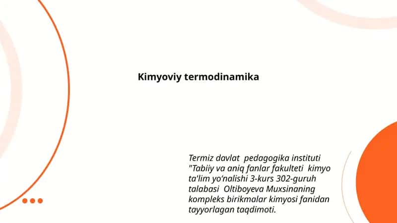 Kimyoviy termodinamika 1