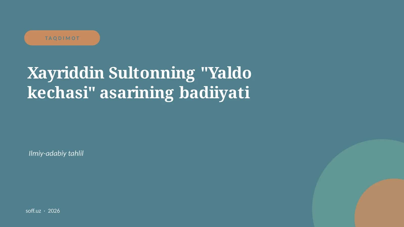 "Yaldo kechasi" asarining badiiyati 1