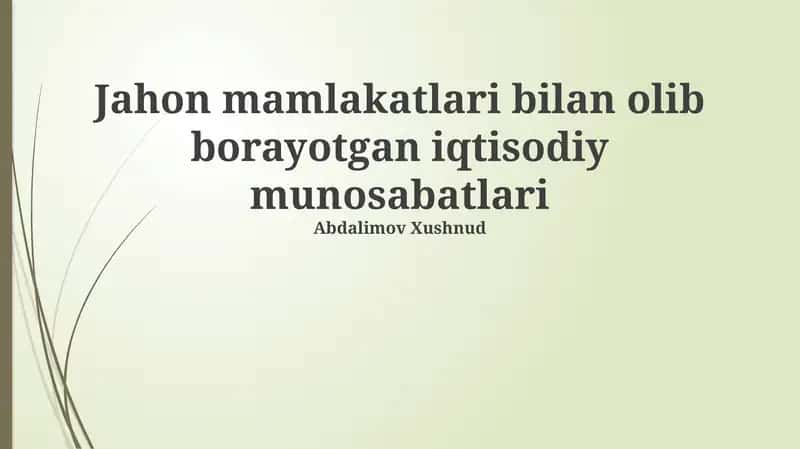 Tashqi Iqtisodiy Aloqalar 1