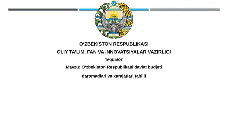 O'zbekiston Respublikasi Davlat byudjeti 1