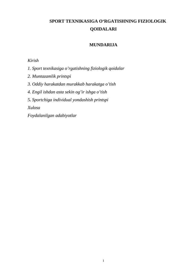 Spоrt tехnikasiga o'rgatishning fiziоlоgik qоidalari 1