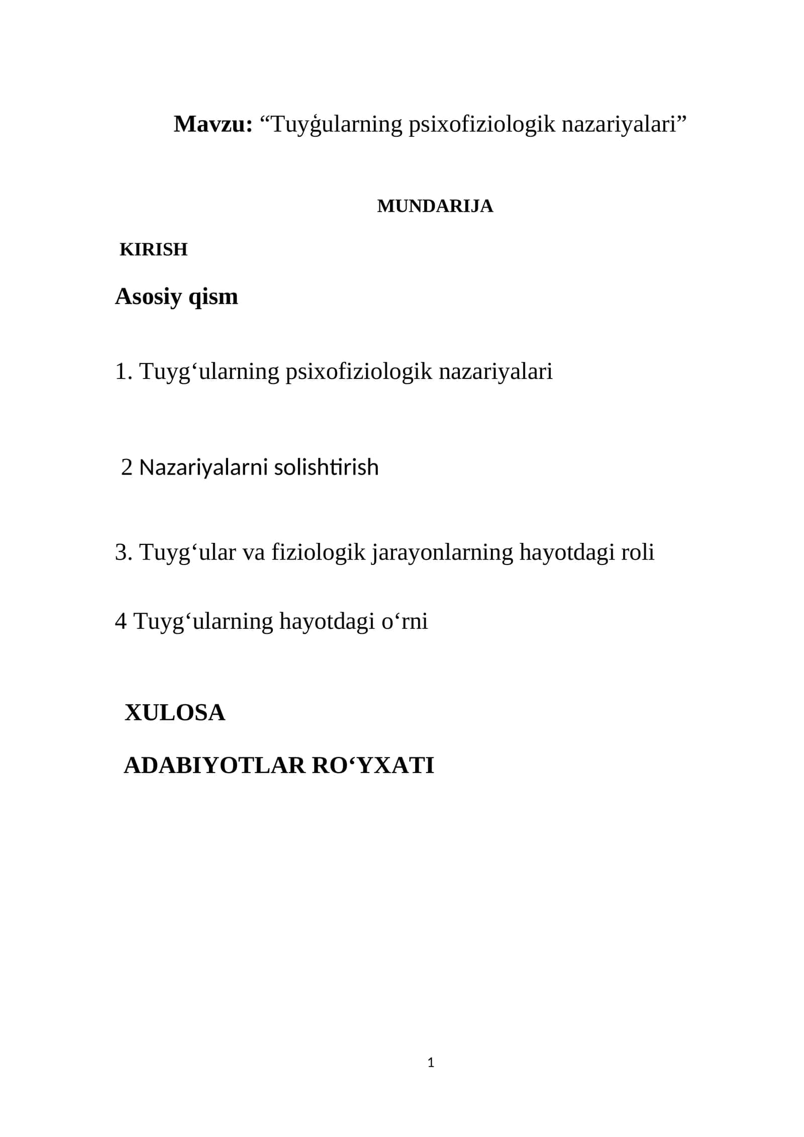 Tuyģularning psixofiziologik nazariyalari 1