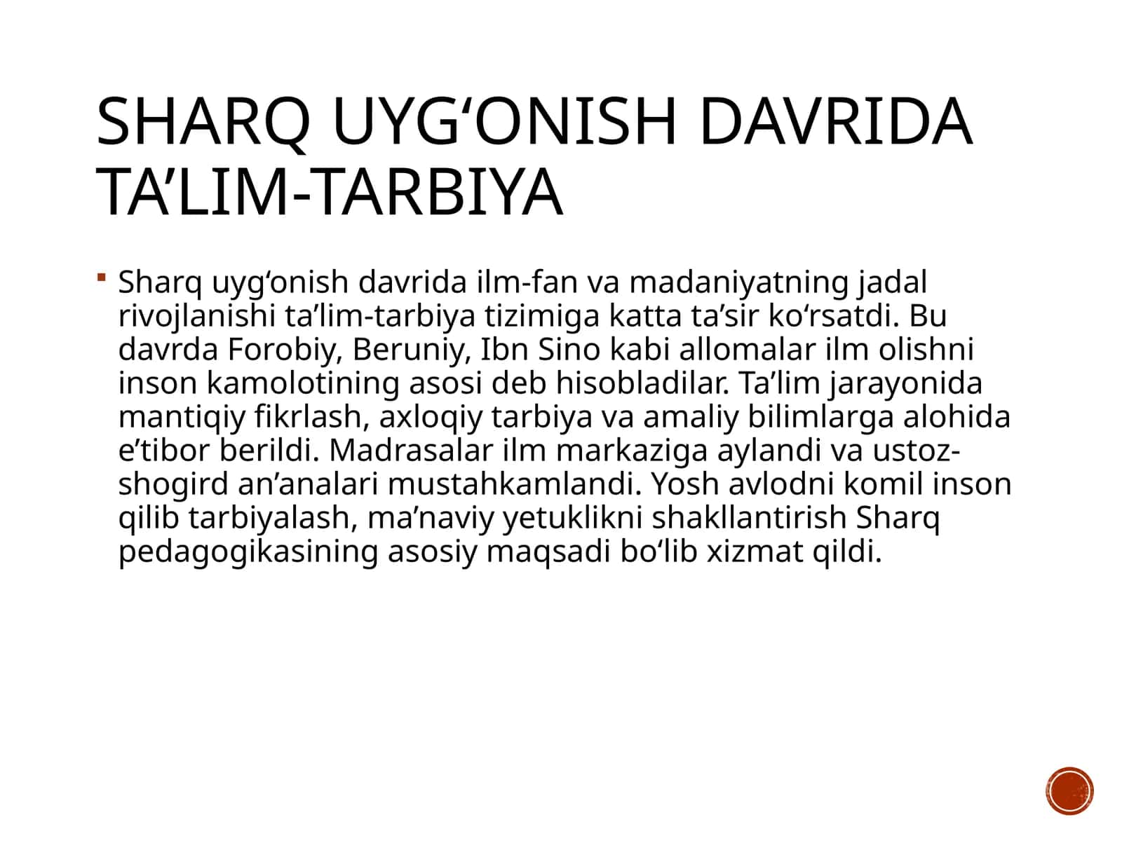Sharq uyg‘onish davrida ta’lim-tarbiya 1
