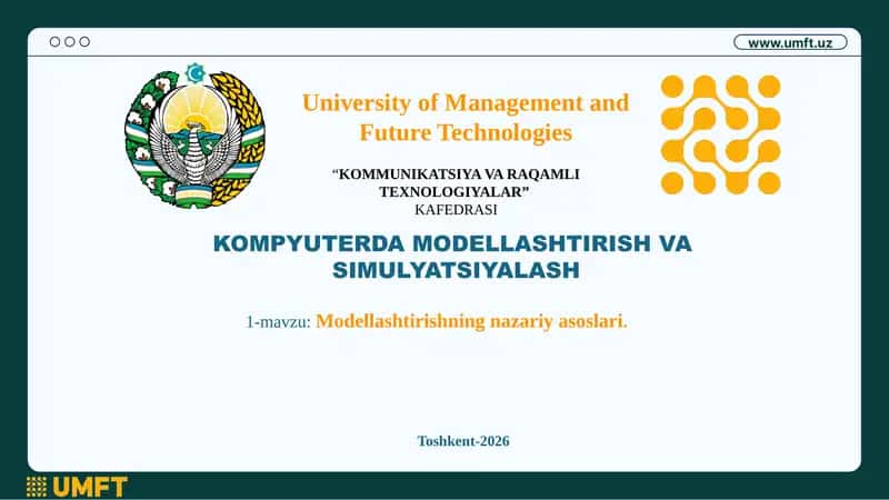 Modellashtirishning nazariyasoslari 1