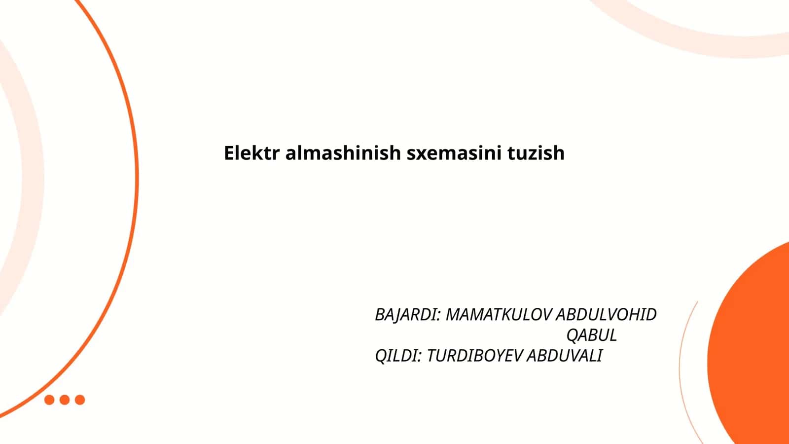 Elektr almashinish sxemasini tuzish 1