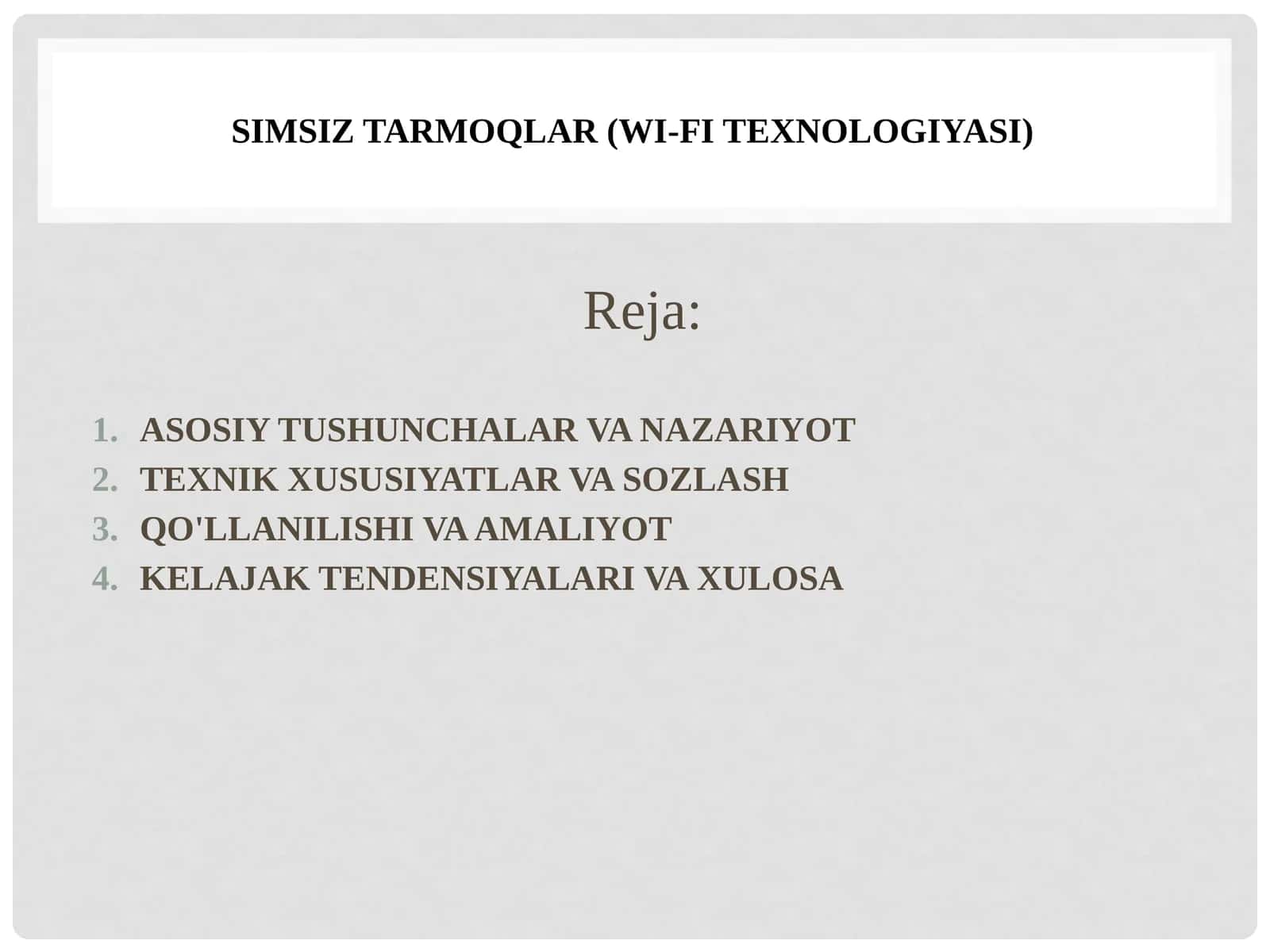 Simsiz tarmoqlar (Wi-Fi texnologiyasi) 1