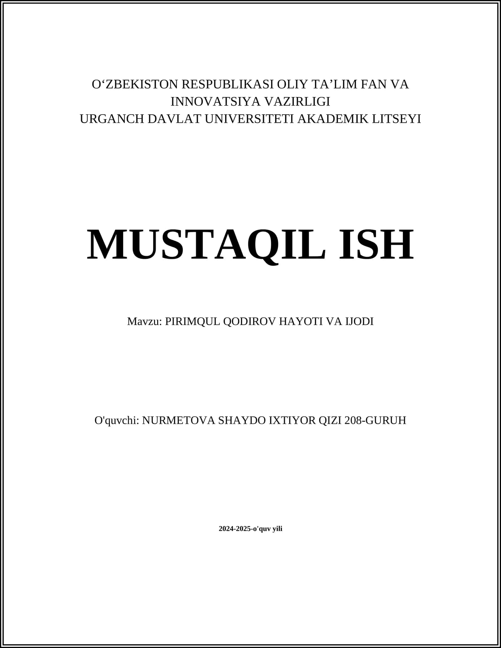 PIRIMQUL QODIROV HAYOTI VA IJODI 1