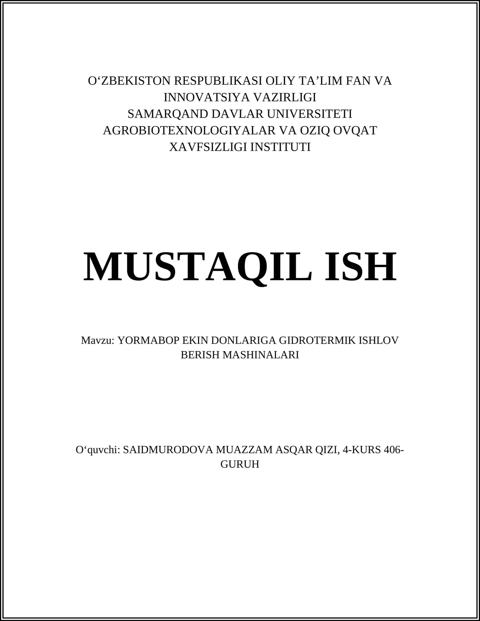 YORMABOP EKIN DONLARIGA GIDROTERMIK ISHLOV BERISH MASHINALARI 1
