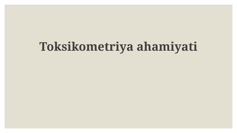 Toksikometriya 1