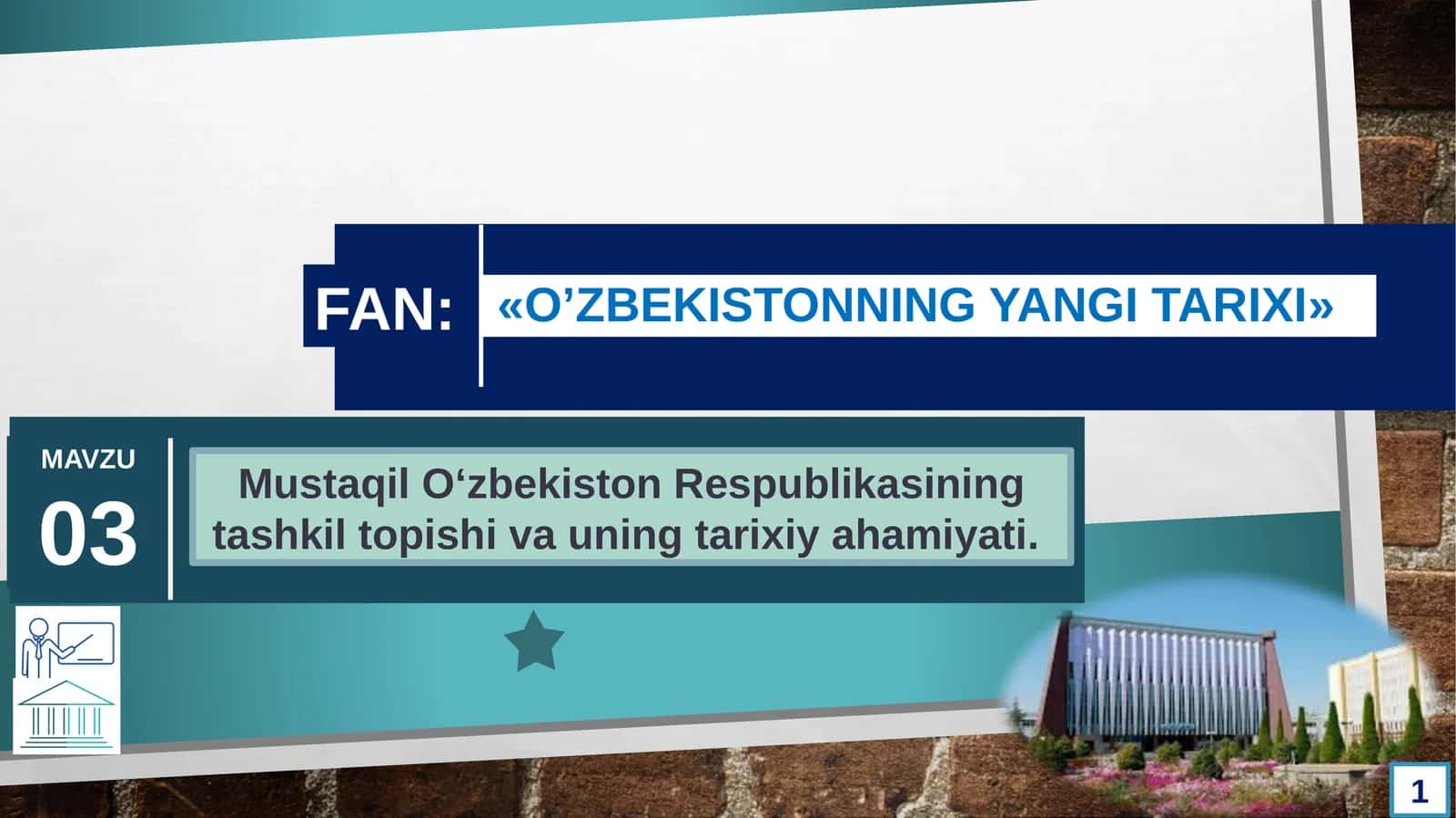 O’ZBEKISTONNING YANGI TARIXI 1