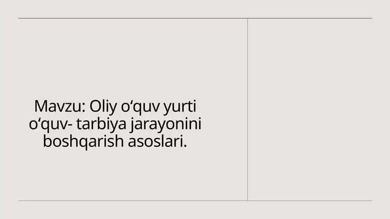 Oliyoʻquv yurti ta'lim va tarbiya jarayonlarini boshqarish asoslari 1