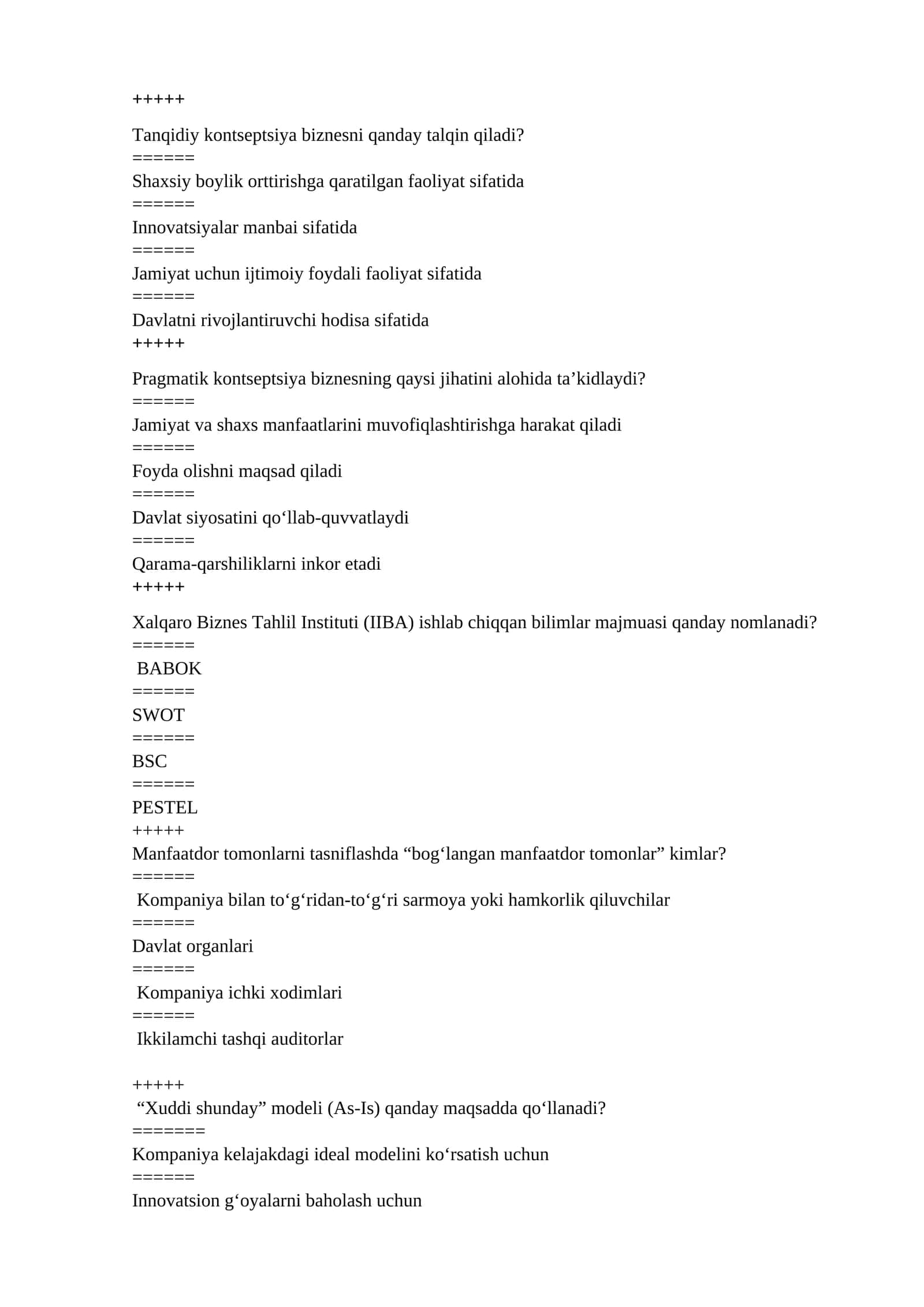 “PUL VA BANKLAR” FANIDAN TEST SAVOLLARI 1