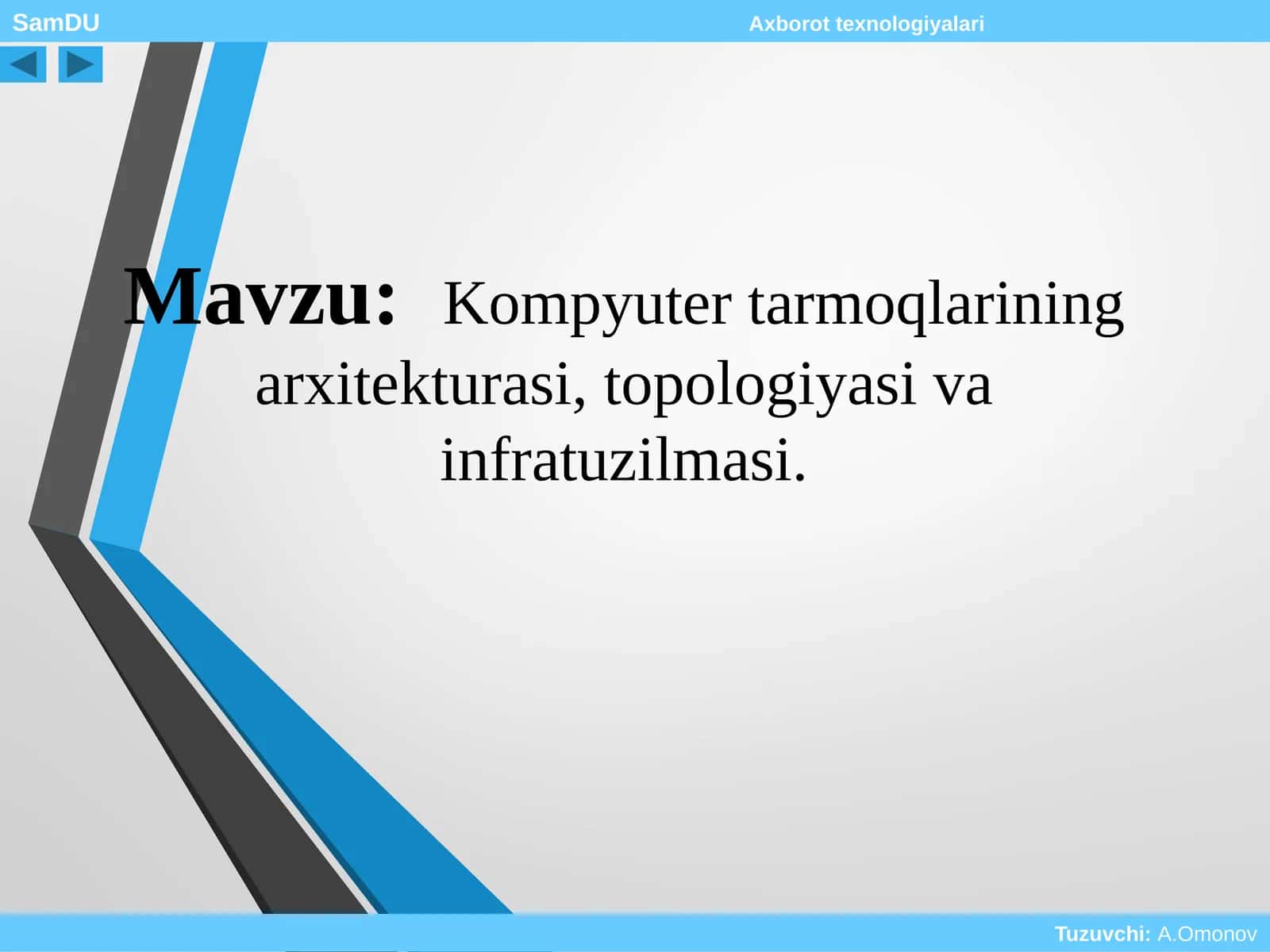 Kompyuter tarmoqlarining arxitekturasi, topologiyasi va infratuzilmasi 1