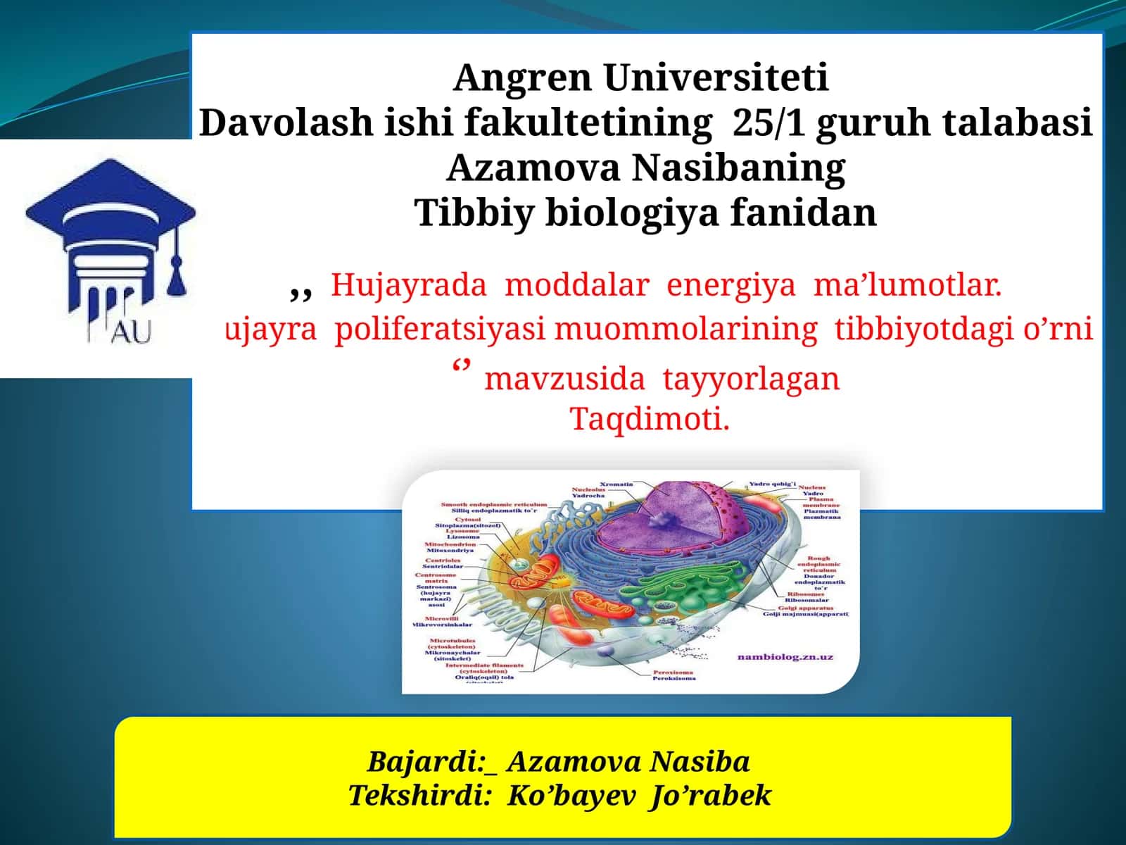 Hujayrapoliferatsiya muommolari Tibbiyotdagi o'rni 1