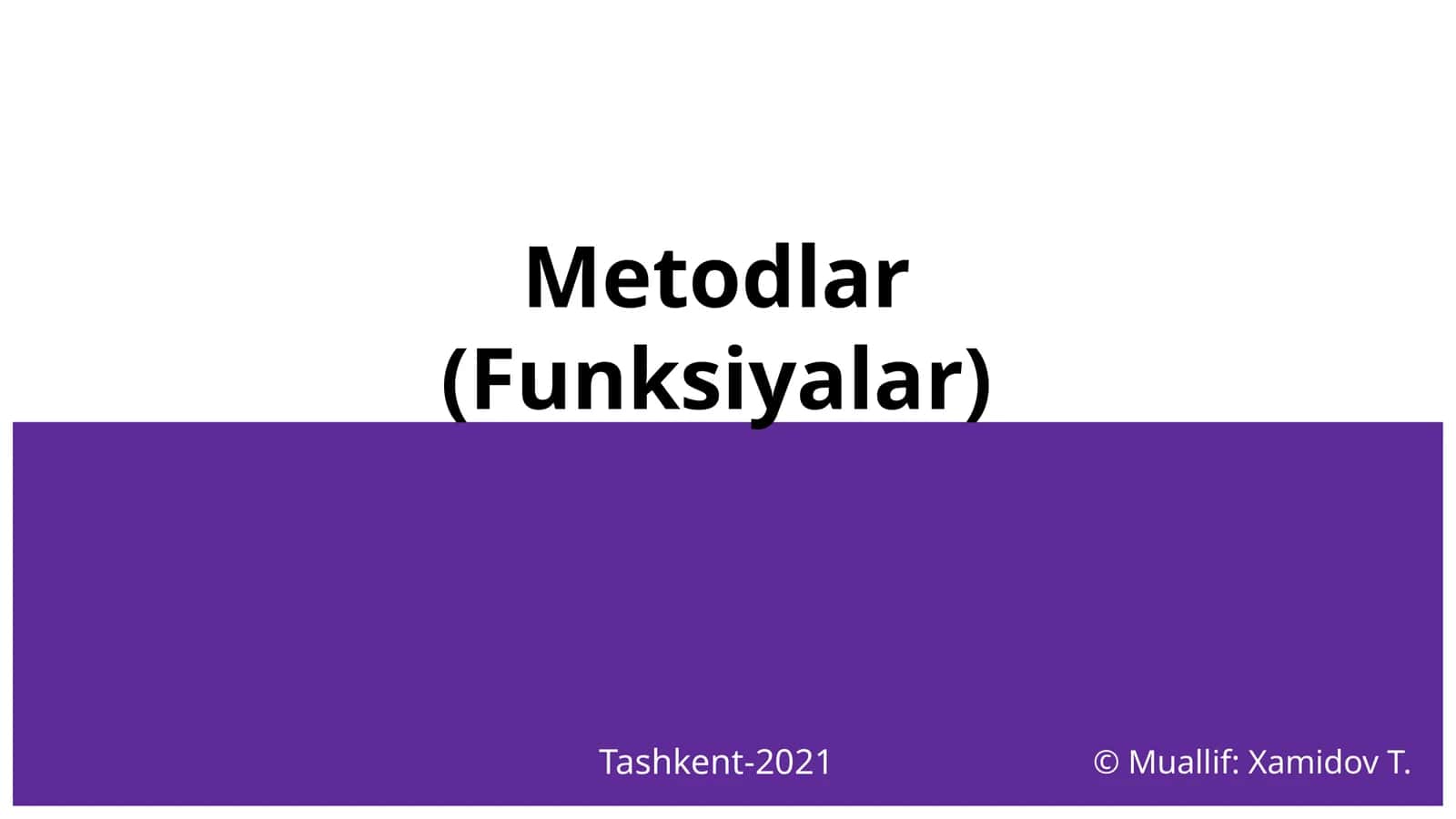 Metodlar(Funksiyalar) 1