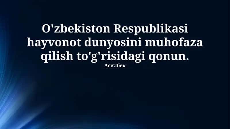 O'zbekiston Respublikasi hayvonot dunyosini muhofaza qilish to'g'risidagi qonun 1