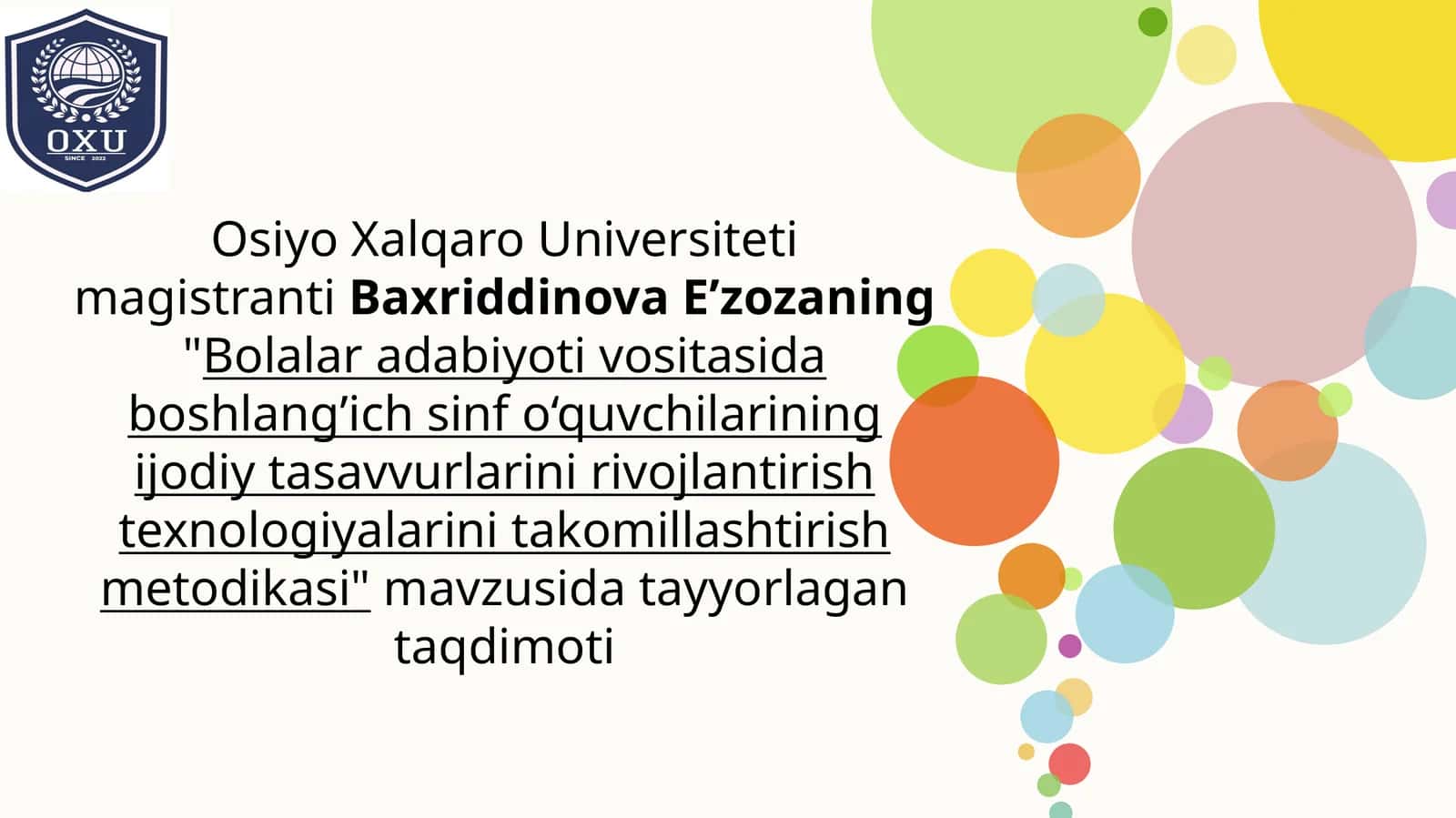 Bolalar adabiyotivositasida boshlang'ich sinf o'quvchilarining ijodiy tasavvurlarini rivojlantirish metodikasi 1