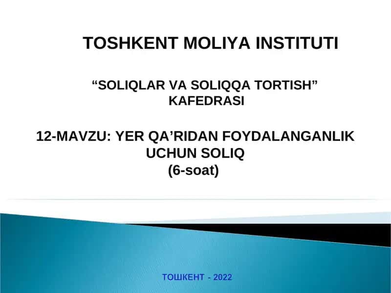 Yer qa’ridan foydalanganlik uchun soliq 1