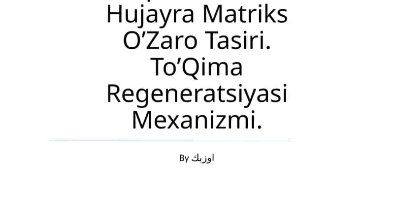 Hujayralardan Tashqari Matriks Va Hujayra Matriks O’Zaro Tasiri 1
