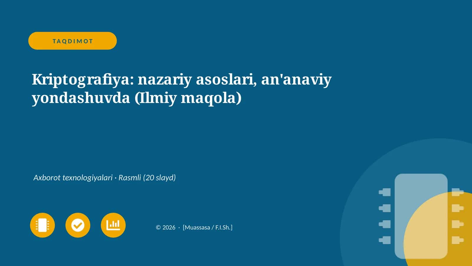 Kriptografiya: nazariy asoslari, an'anaviy yondashuvda (Ilmiy maqola) 1