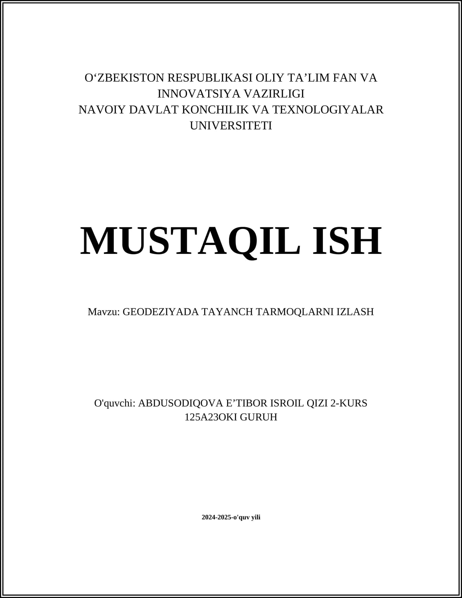 GEODEZIYADA TAYANCH TARMOQLARNI IZLASH 1