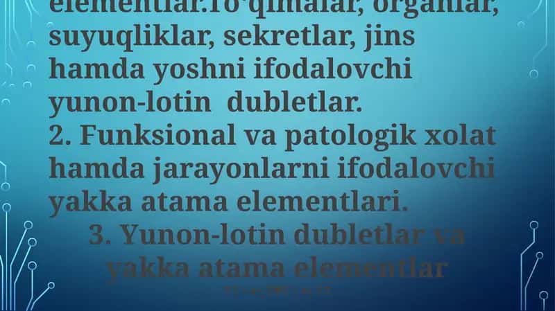 Yunon-lotin dubletlari va yakka atama elementlar 1