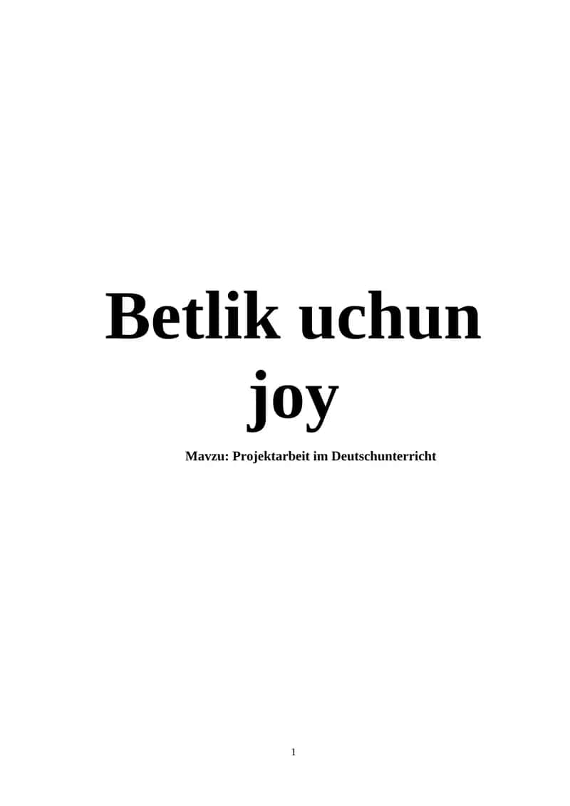 Projektarbeit im Deutschunterricht 1