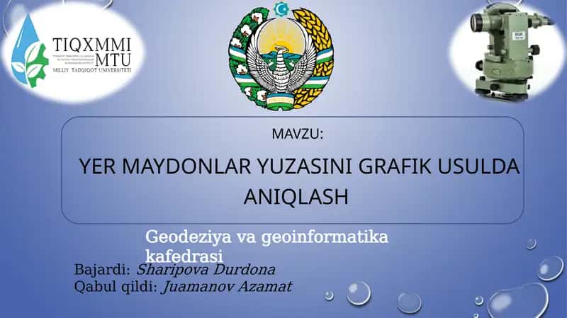 YER MAYDONLAR YUZASINI GRAFIK USULDA ANIQLASH 1
