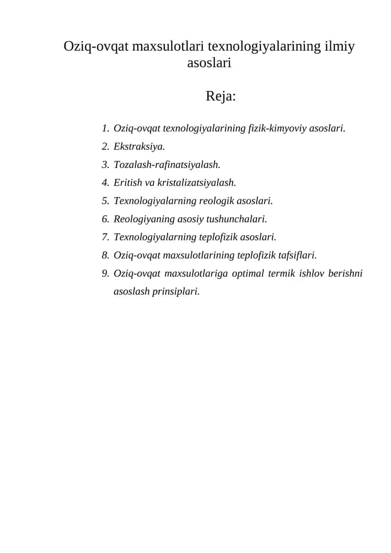 Oziq-ovqat texnologiyalarining fizik-kimyoviy asoslari 1