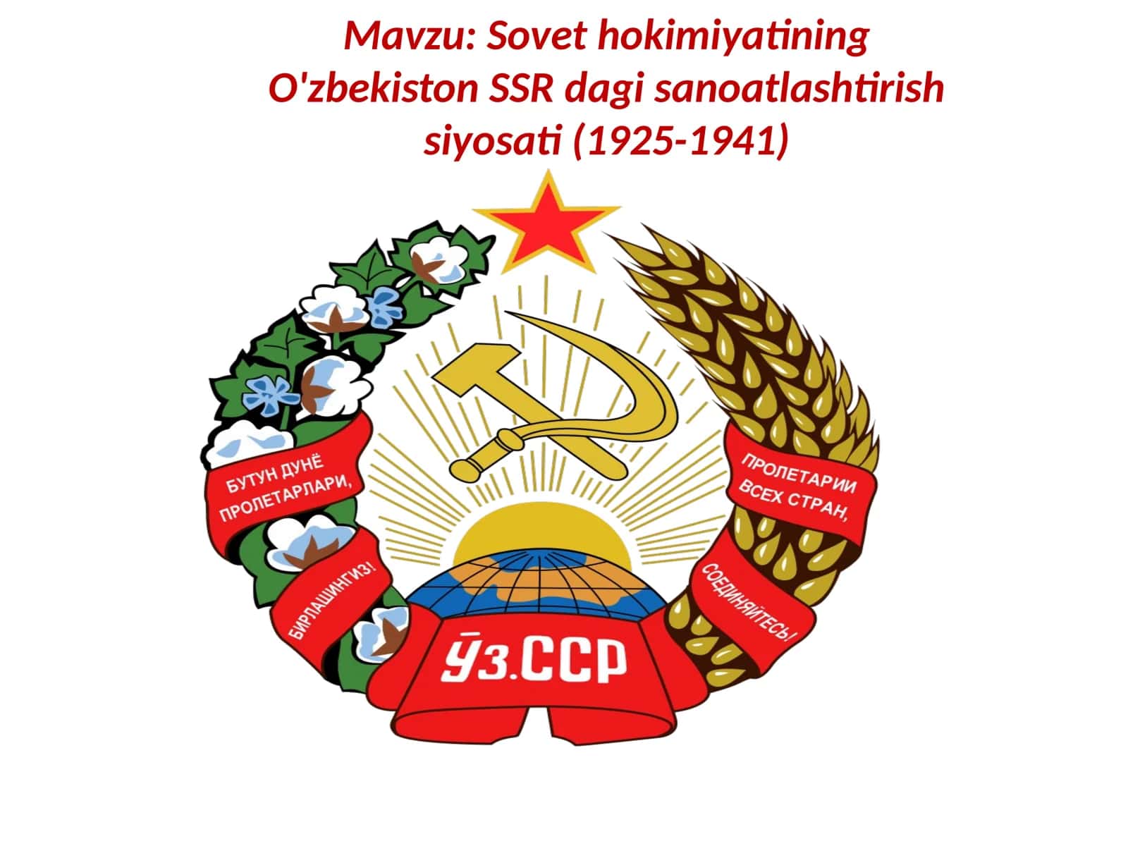 Sovet hokimiyatining O'zbekiston SSR dagi sanoatlashtirish siyosati (1925-1941) 1