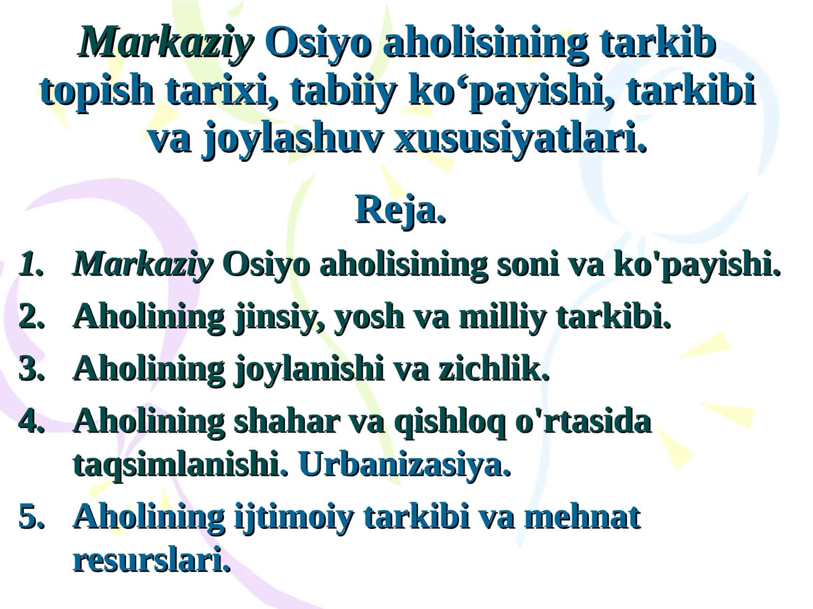 MarkaziyOsiyo aholisining tarkib topish tarixi 1