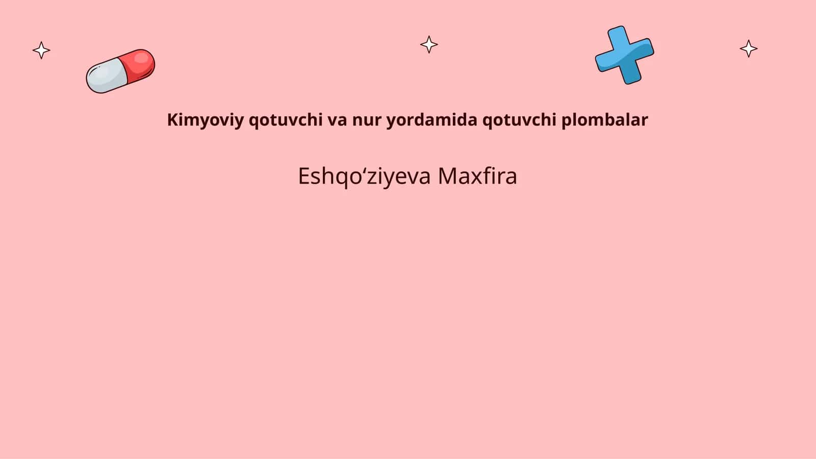 Kimyoviy qotuvchi va nur yordamida qotuvchi plombalar 1
