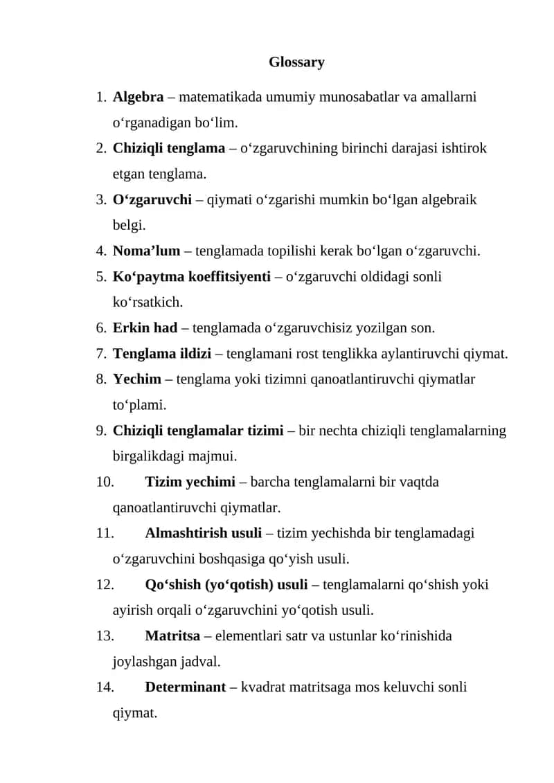 Mavzu: Algebra 1