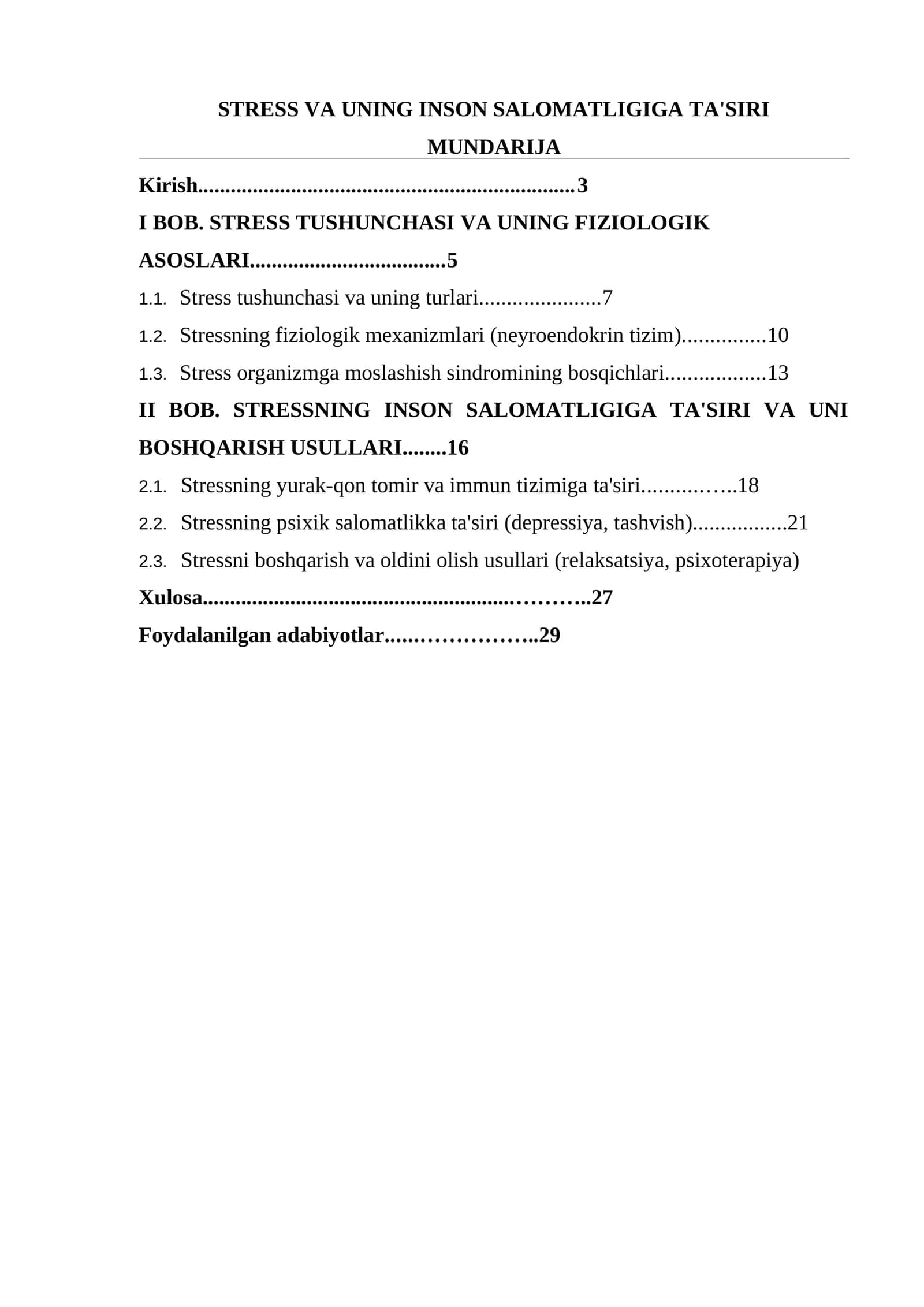 STRESS VA UNING INSON SALOMATLIGIGA TA'SIRI 1
