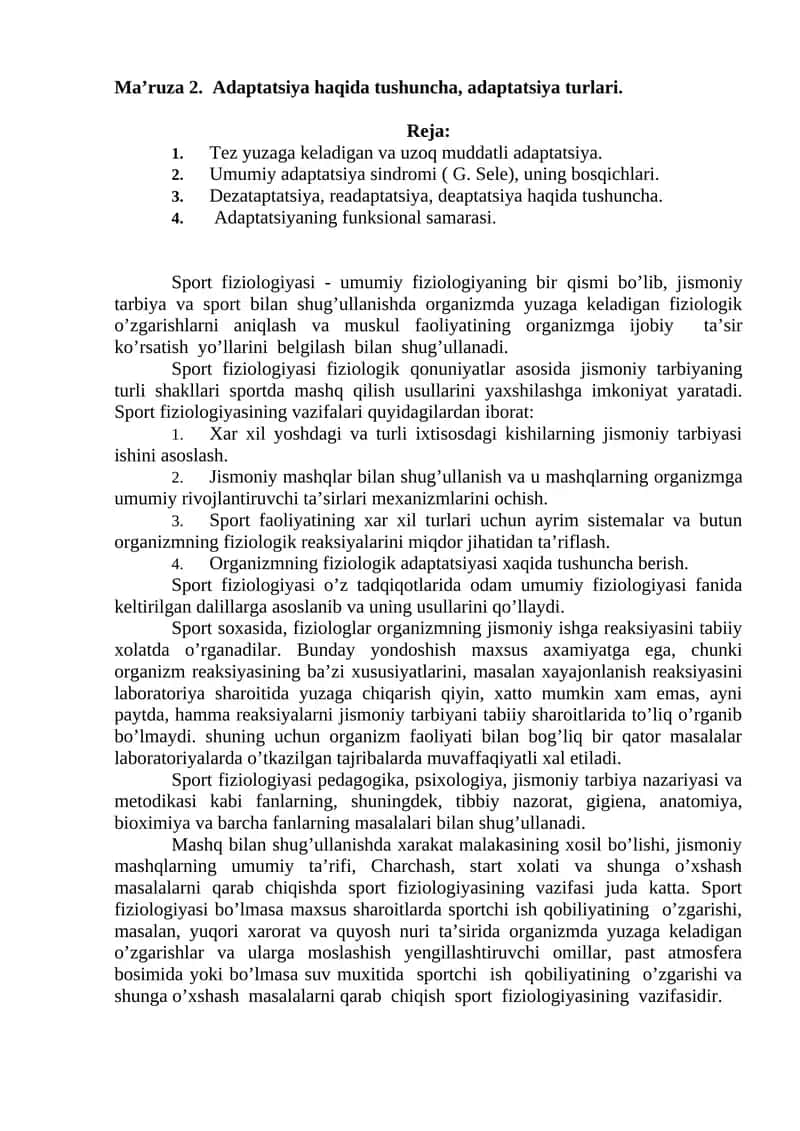 Sport fiziologiyasi 1