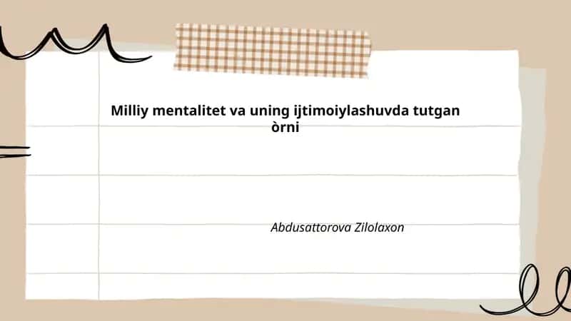 Milliy mentalitet va uning ijtimoiylashuvda tutgan òrni 1