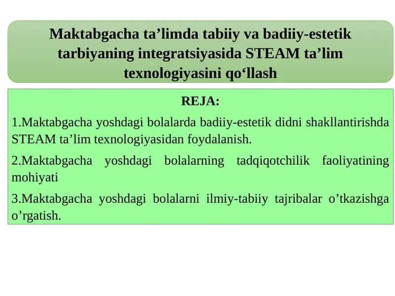 Maktabgacha ta'limda tabiiy va badiiy-estetik faoliyat 1