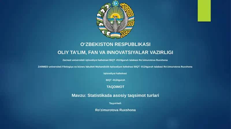 Statistikada asosiy taqsimot turlari 1