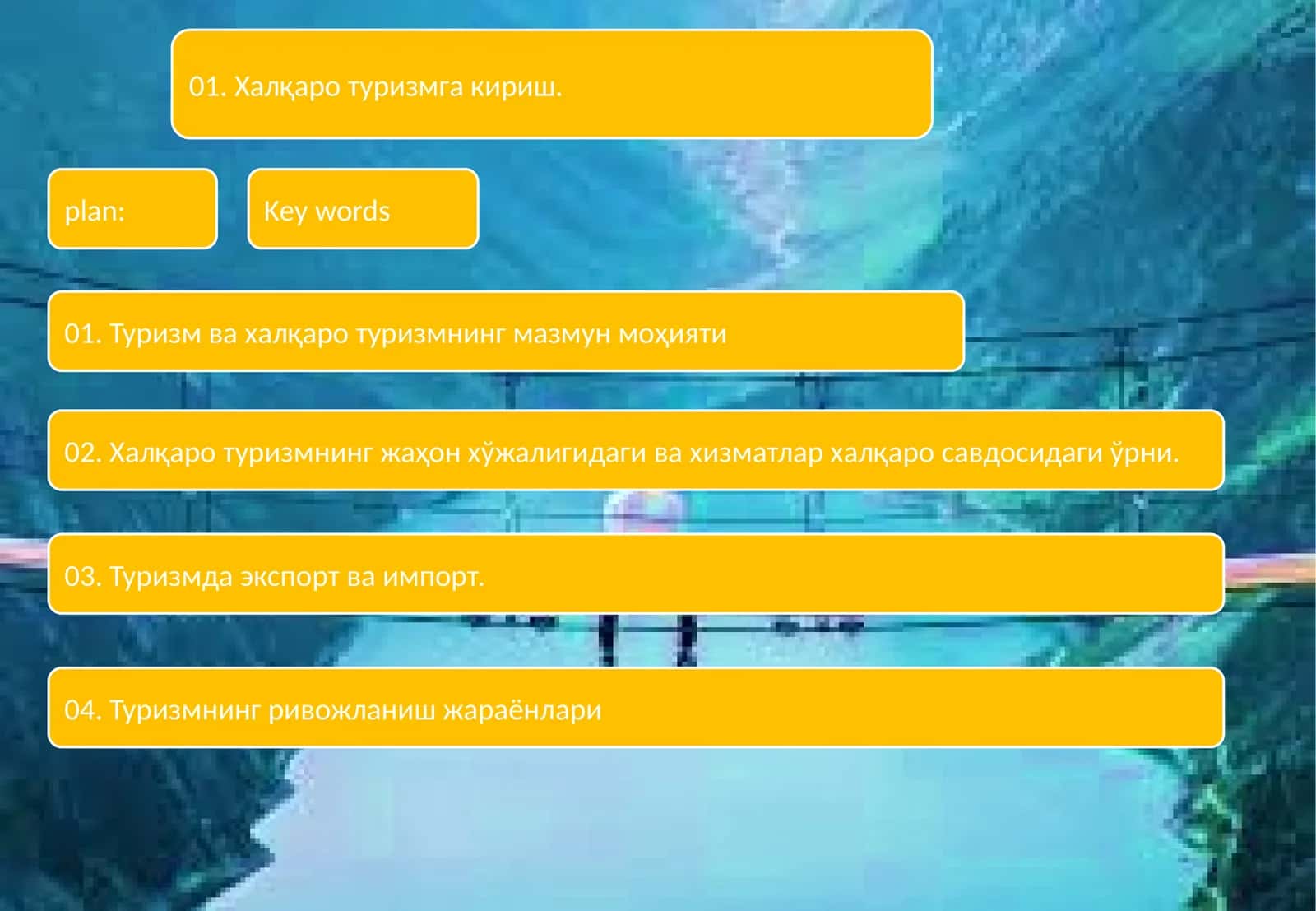 Халқаро туризмга кириш 1
