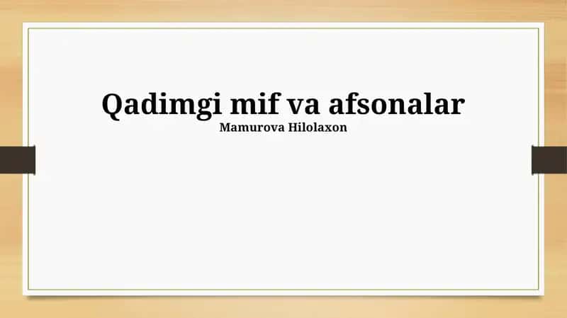 Qadimgi mif va afsonalar 1