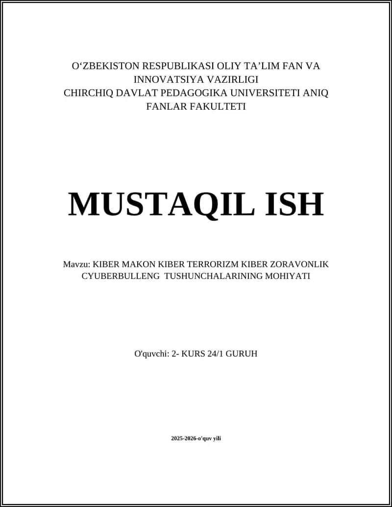 Kiber makon tushunchasi va uning mohiyati 1