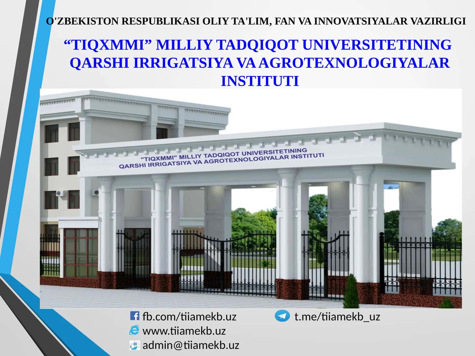 1-MA'RUZA. INSTITUT,fakultetVA KAFEDRALARNING QISQACHA TARIXI VA FAOLIYATI 1