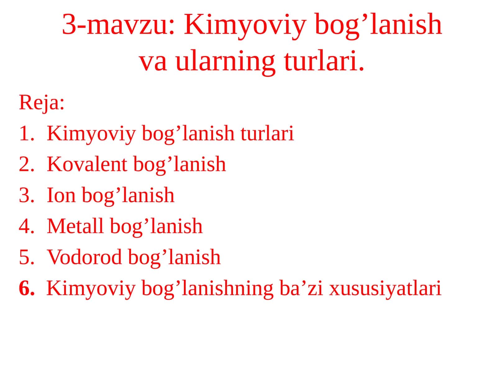 Kimyoviy bog’lanish va ularining turlari 1