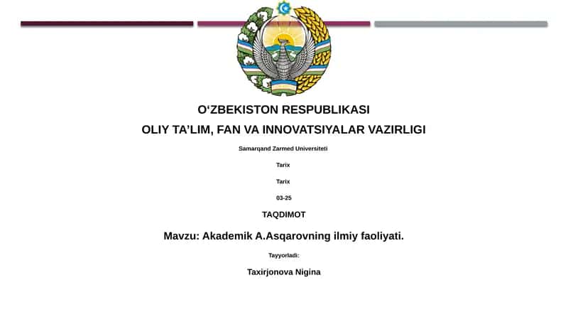 Akademik A.Asqarovning ilmiy faoliyati 1