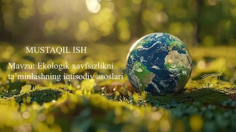 Ekologik xavfsizlikni ta’minlashning iqtisodiy asoslari 1
