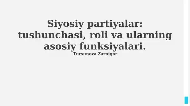 Siyosiy partiyalar: tushunchasi, roli va ularning asosiy funksiyalari
