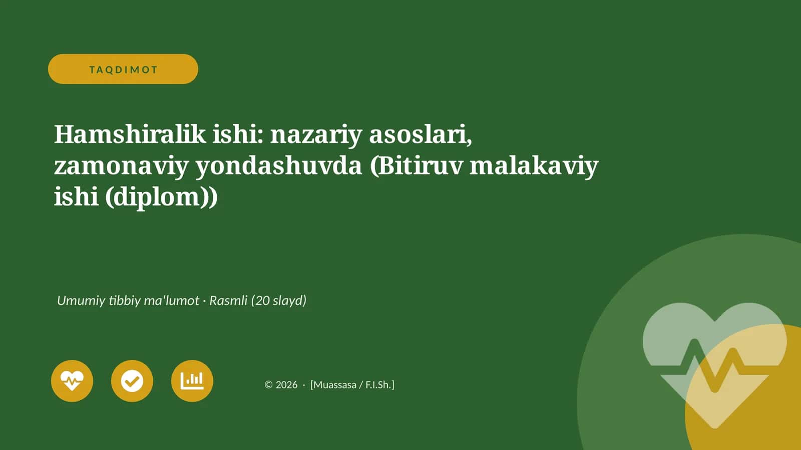 Hamshiralik ishi: nazariy asoslari, zamonaviy yondashuvda (Bitiruv malakaviy ishi (diplom)) 1
